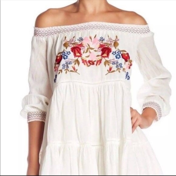 ✨SOLD✨Free People Ivory Sunbeams Mini Dress Size L - Picture 3 of 16